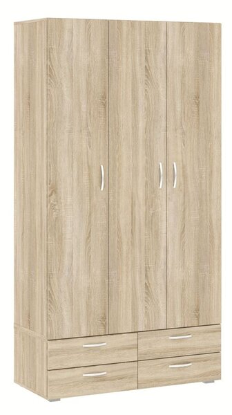 Trojdverová šatníková skriňa 111 cm so šuplíkmi RICHLAND - dub sonoma