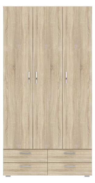 Trojdverová šatníková skriňa 111 cm so šuplíkmi RICHLAND - dub sonoma