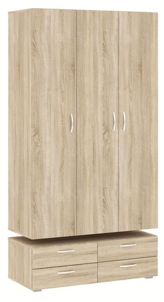 Trojdverová šatníková skriňa 111 cm so šuplíkmi RICHLAND - dub sonoma