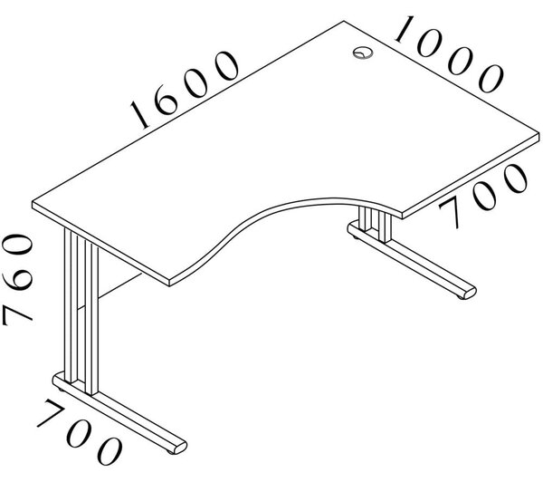 Rohový stôl Visio LUX 160 x 100 cm, pravý, orech