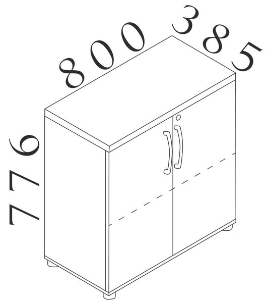 Nízka skriňa Visio LUX 80 x 38,5 x 76 cm, dub
