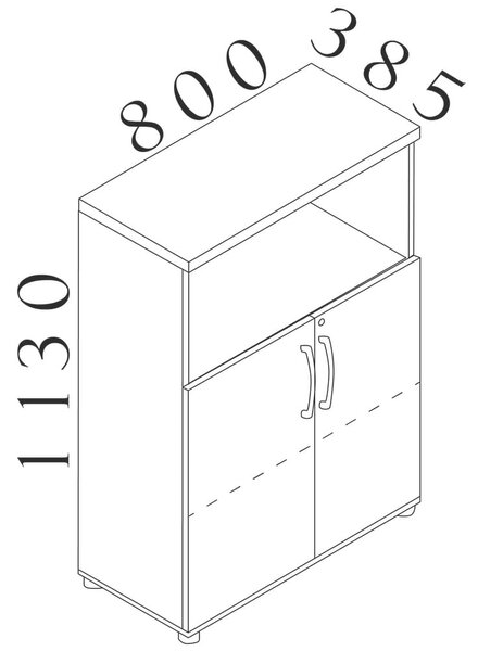 Stredná skriňa Visio LUX 80 x 38,5 x 113 cm, dub