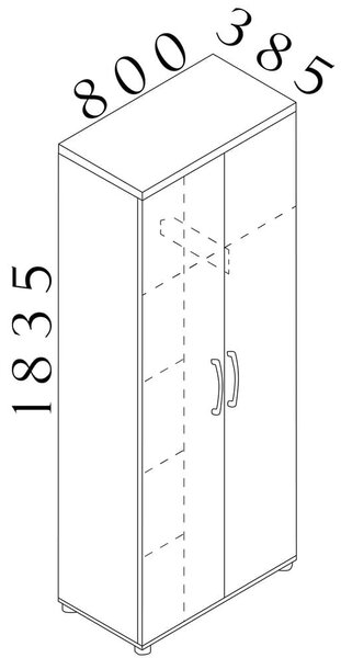 Vysoká široká šatníková skriňa Visio LUX 80 x 38,5 x 183,5 cm, orech