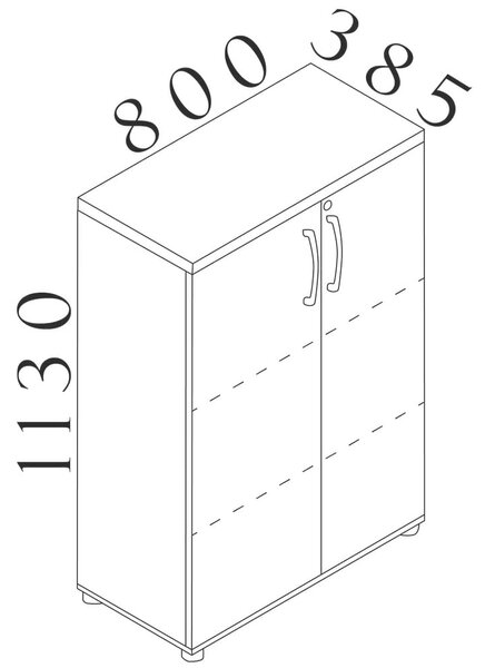 Stredná skriňa Visio LUX 80 x 38,5 x 113 cm, dub