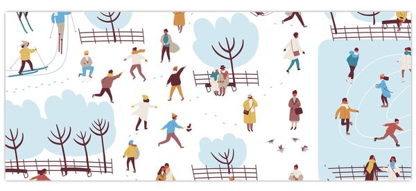Obraz - Veselá zima (120x50 cm)