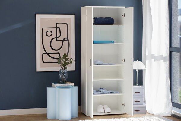 Úzka šatníková policová skriňa 69 cm SAVOY - biela