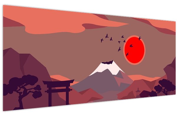 Obraz - Hory Fudži (120x50 cm)