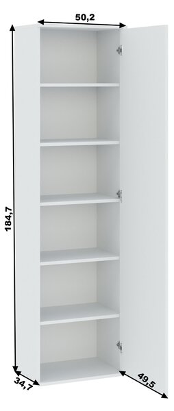 Úzka šatníková policová skriňa 50 cm SAVOY - biela