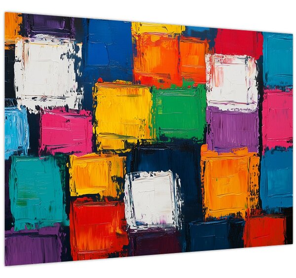 Obraz - Maľba farebných štvorcov (70x50 cm)