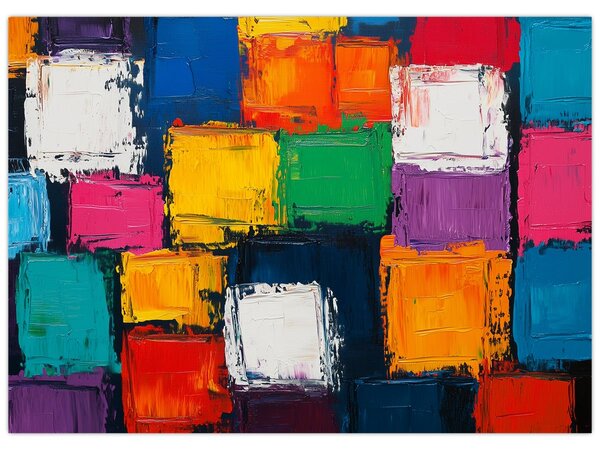 Obraz - Maľba farebných štvorcov (70x50 cm)