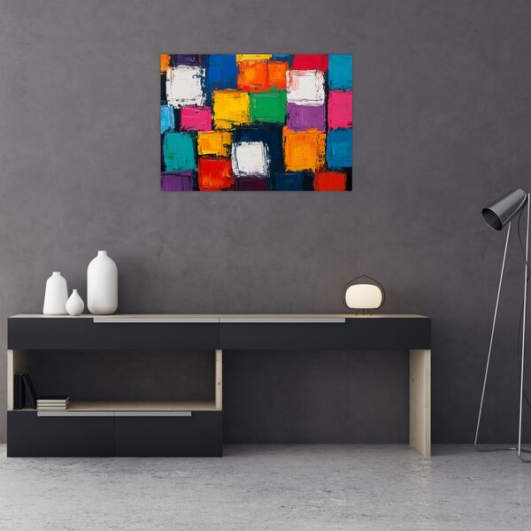 Obraz - Maľba farebných štvorcov (70x50 cm)