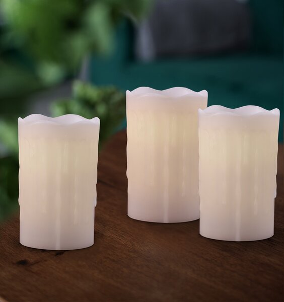 FLHF LED vosková sviečka, set 3 kusy - 3x12, 5cm / 8cm