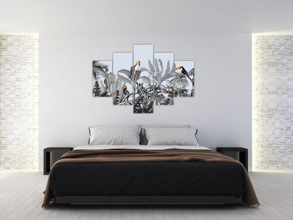 Obraz - Ilustrovaná džungľa (150x105 cm)