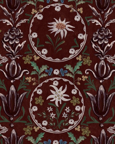 MINDTHEGAP Edelweiss Burgundy - tapeta