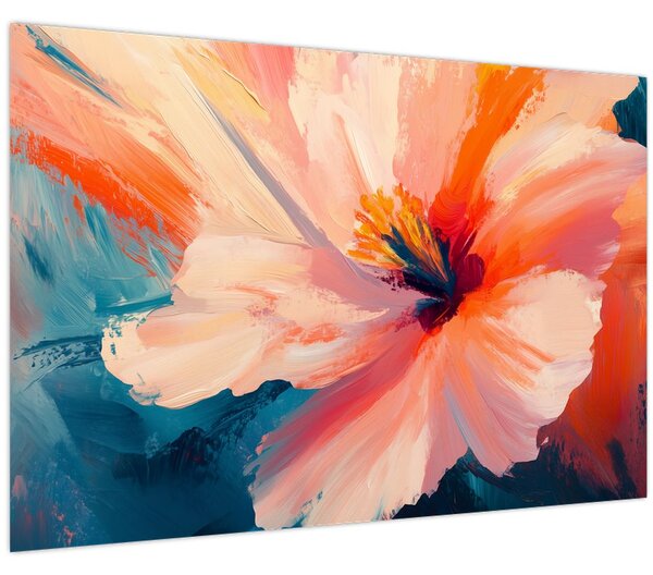 Obraz - Maľovaný kvet (90x60 cm)