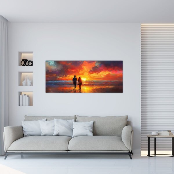 Obraz - Prechádzka na pláži (120x50 cm)