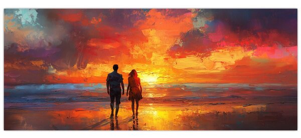 Obraz - Prechádzka na pláži (120x50 cm)