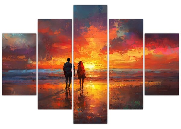 Obraz - Prechádzka na pláži (150x105 cm)