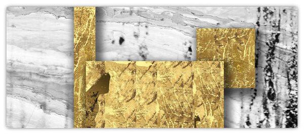 Obraz - Zlaté štvorce N⁰1 (120x50 cm)
