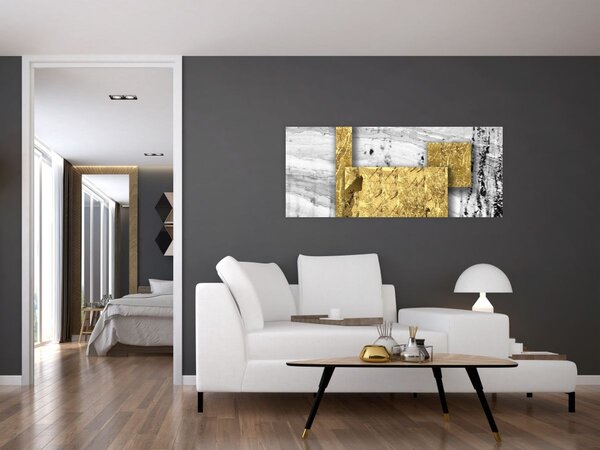 Obraz - Zlaté štvorce N⁰1 (120x50 cm)
