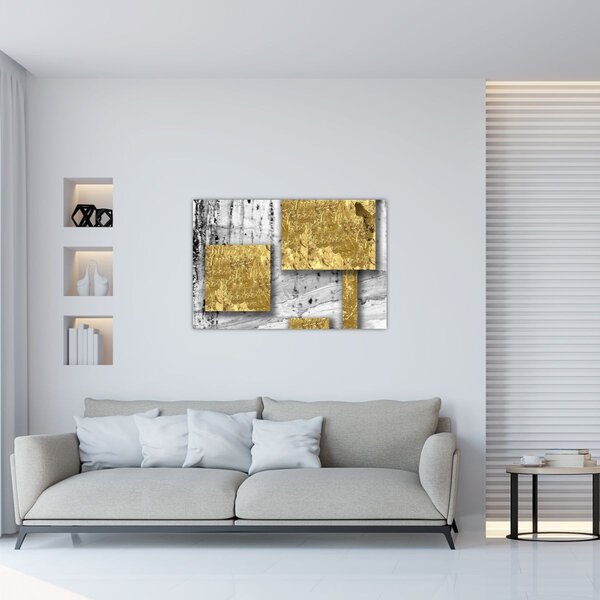 Obraz - Zlaté štvorce N⁰3 (90x60 cm)