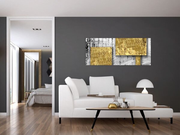 Obraz - Zlaté štvorce N⁰3 (120x50 cm)