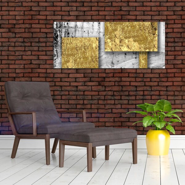 Obraz - Zlaté štvorce N⁰3 (120x50 cm)
