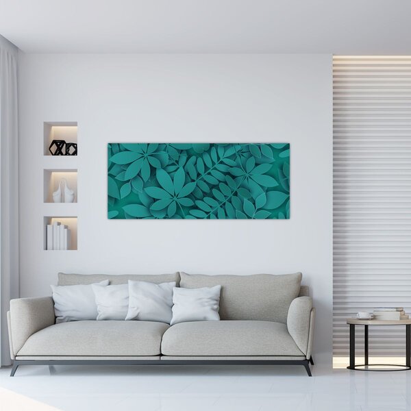 Obraz - Tyrkysové listy (120x50 cm)