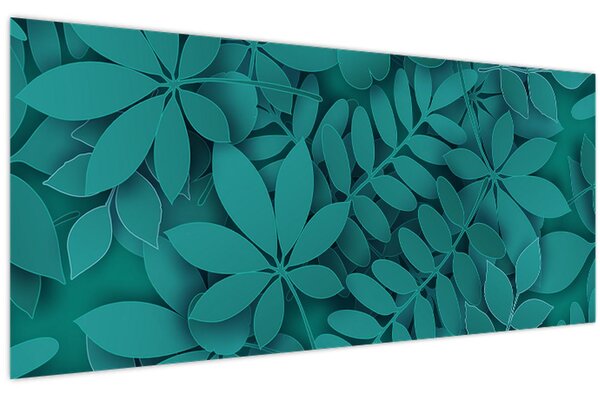 Obraz - Tyrkysové listy (120x50 cm)