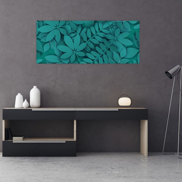 Obraz - Tyrkysové listy (120x50 cm)
