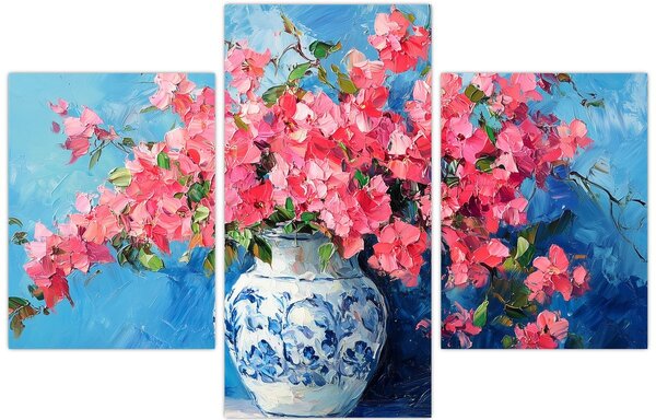 Obraz - Váza ružových kvetov (90x60 cm)