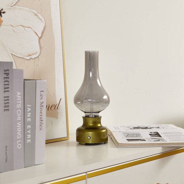 Nabíjateľná stolová lampa Lindby LED Maxentius, zelená, dotykový stmievač