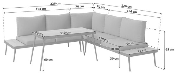 TERASOVÁ SEDACIA SÚPRAVA 4-dielne, kov, plast, textil Beldano - Online Only záhrada, Online Only