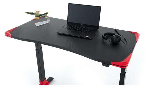 Výškovo nastaviteľný stôl OfficeTech Game, 120 x 60 cm, čierna