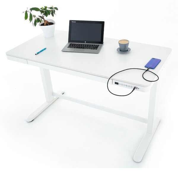 Výškovo nastaviteľný stôl OfficeTech 2, 120 x 60 cm, biela