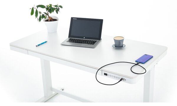 Výškovo nastaviteľný stôl OfficeTech 2, 120 x 60 cm, biela