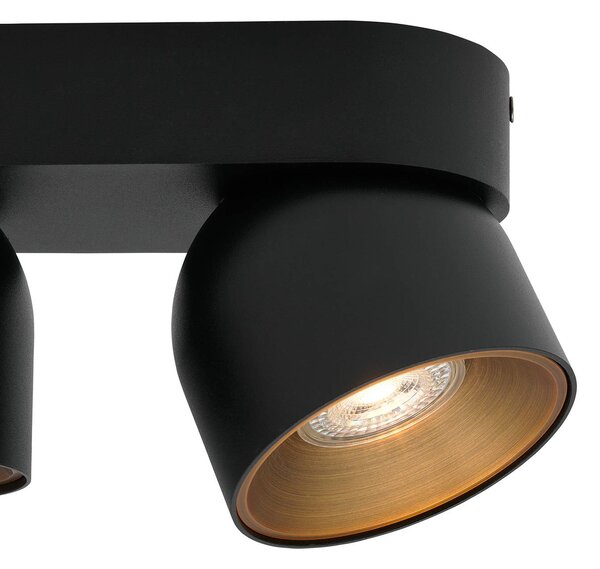 Downlight Pitcher, GU10, 2-plameňové, kov, čierne, Čierna, Obývacia izba / jedáleň, kov, Moderný