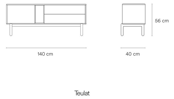 Krémovobiely TV stolík 140x56x40 cm Corvo – Teulat