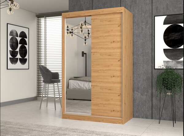TP Living Šatníková skriňa Iga so zrkadlom 120 cm dub Artisan