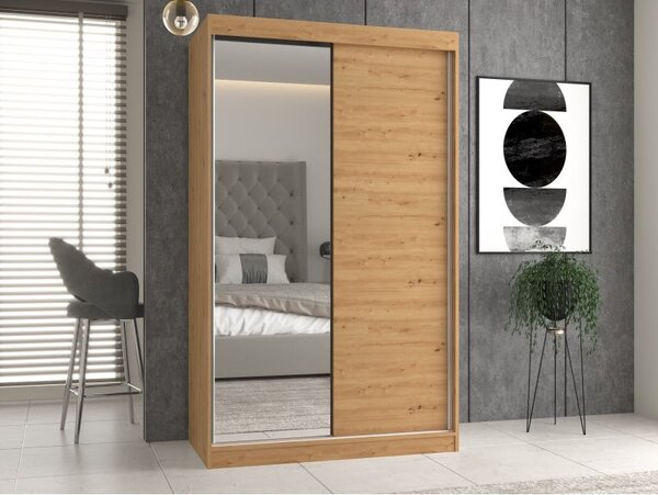 TP Living Šatníková skriňa Iga so zrkadlom 120 cm dub Artisan