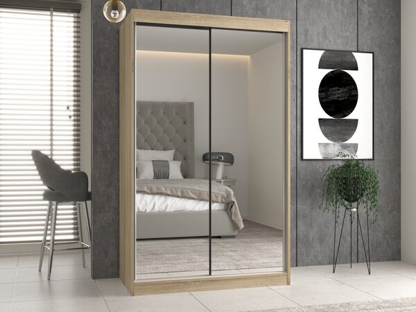 TP Living Šatníková skriňa s 2 zrkadlami IGA 120 cm dub sonoma