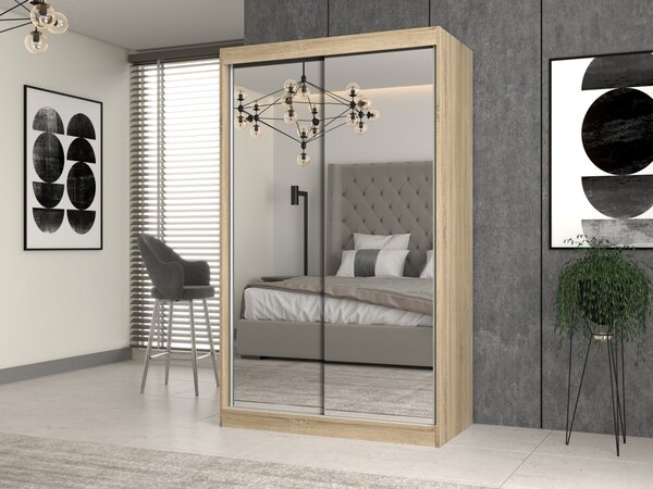 TP Living Šatníková skriňa s 2 zrkadlami IGA 120 cm dub sonoma