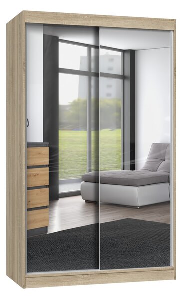 TP Living Šatníková skriňa s 2 zrkadlami IGA 120 cm dub sonoma