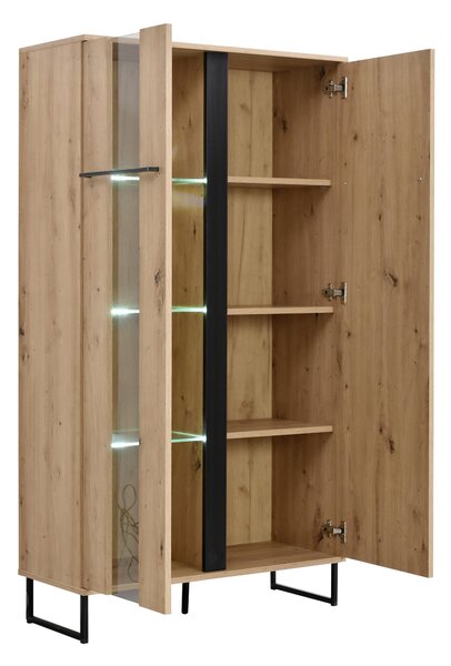 KOMODA, čierna, farba duba, 84,5/153,5/35 cm Xora - Komody