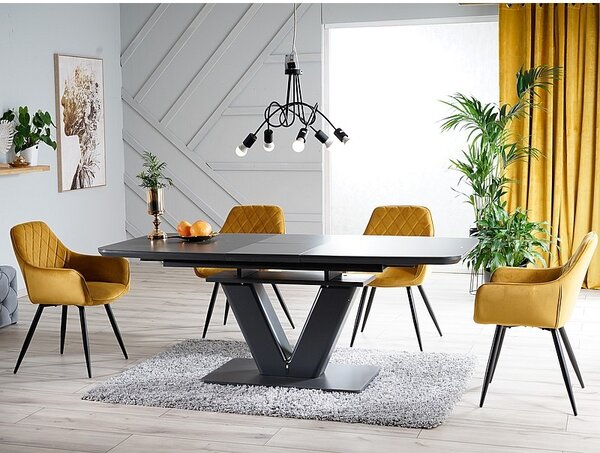 Jedálenská stolička Linea Velvet, sivá / čierna