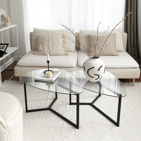 Hanah Home Set konferenčných stolíkov Bellisimo 82 cm čierny