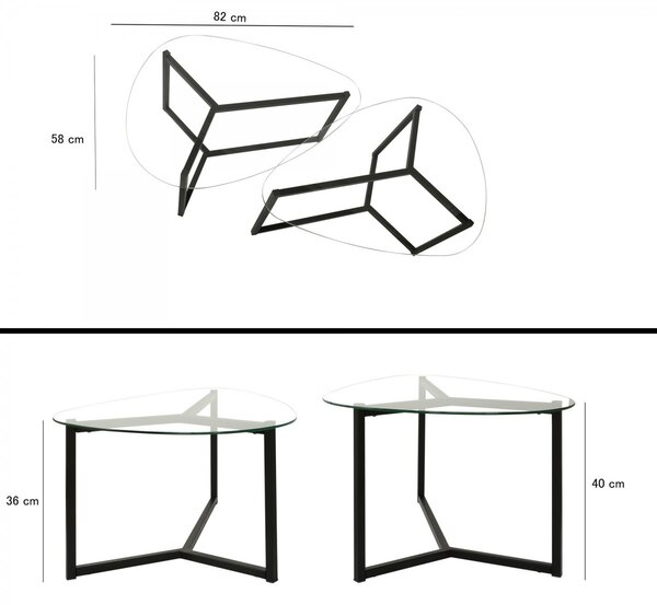 Hanah Home Set konferenčných stolíkov Bellisimo 82 cm čierny
