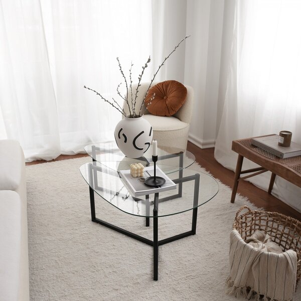 Hanah Home Set konferenčných stolíkov Bellisimo 82 cm čierny