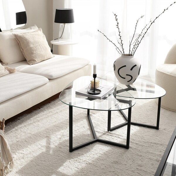 Hanah Home Set konferenčných stolíkov Bellisimo 82 cm čierny
