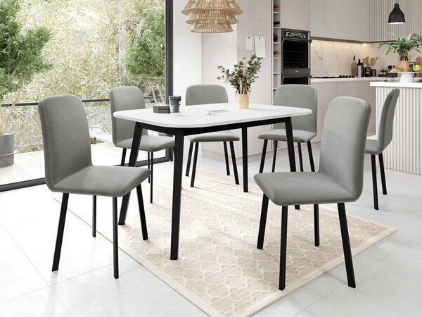 Mirjan24 Jedálensky set so 6 stoličkami Grazpen S 130x80, Farby:: dub kraft zlatý / čierna, Dostupné poťahy: Amor Velvet 4322 5903211306068